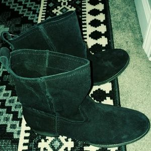 Frye black swede low boots